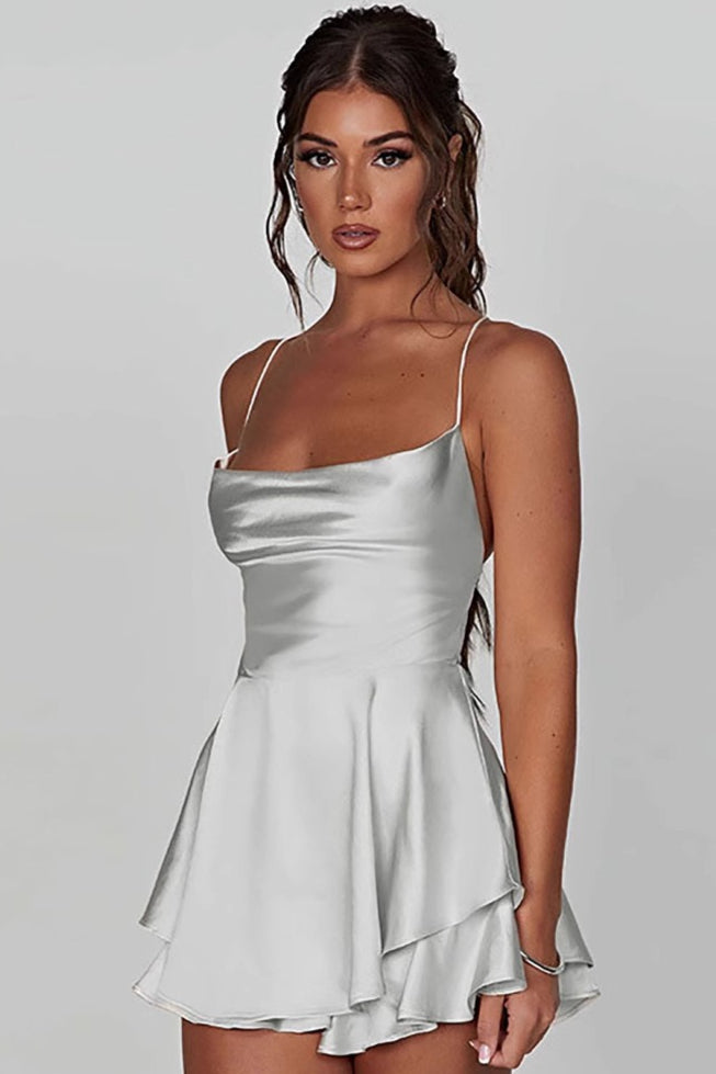 Satin Slip V-Neck Cami Midi Dress