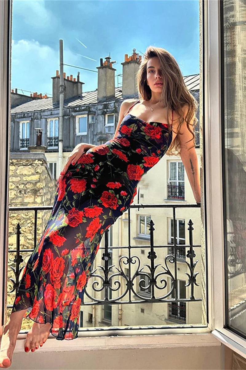 Backless Edition Bodycon Maxi Floral Dress