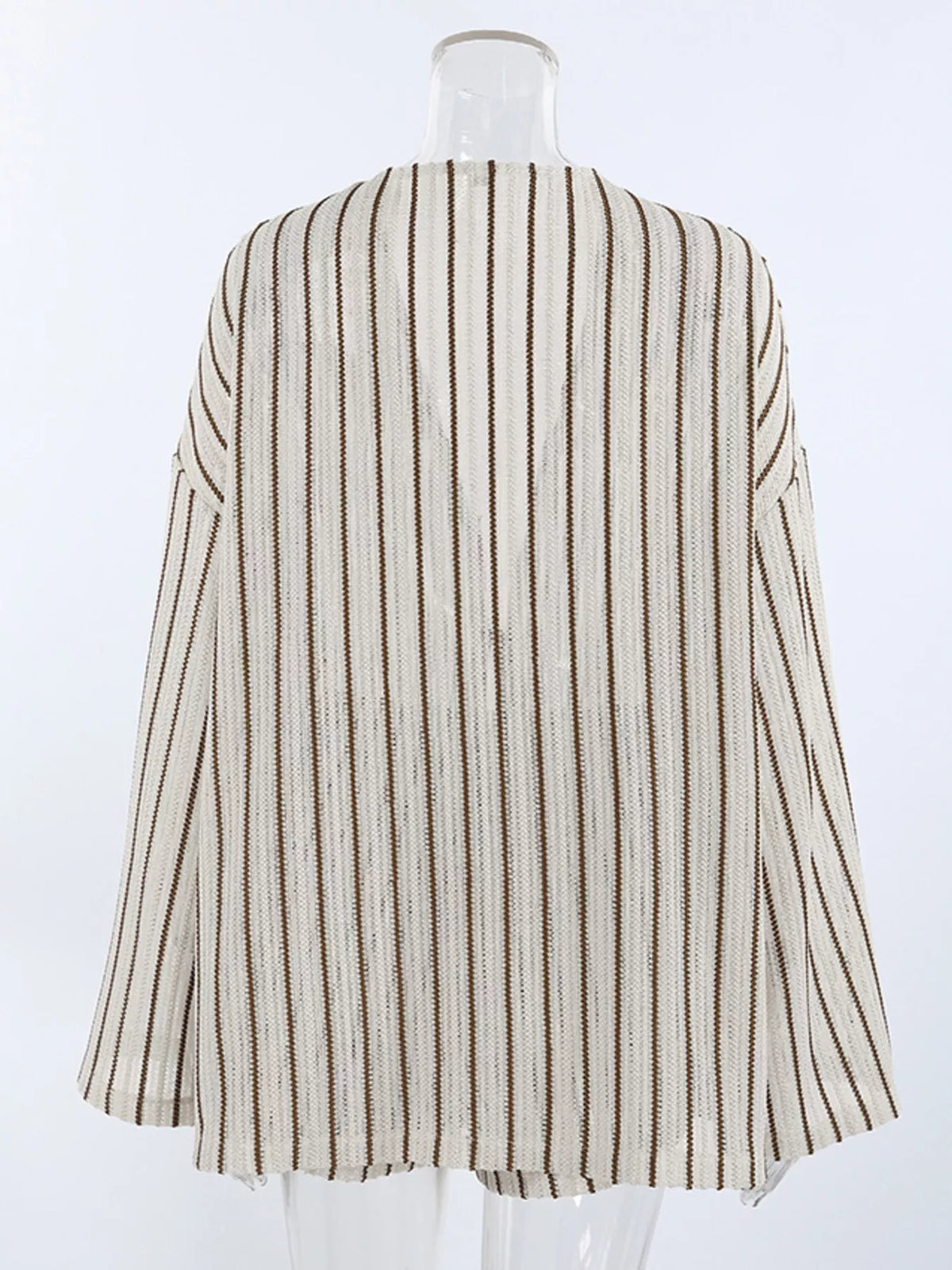 Striped Tie Front Wide Sleeve Top and Drawstring Shorts Two Piece Set 13