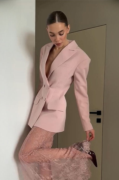 Pink Buttoned Blazer