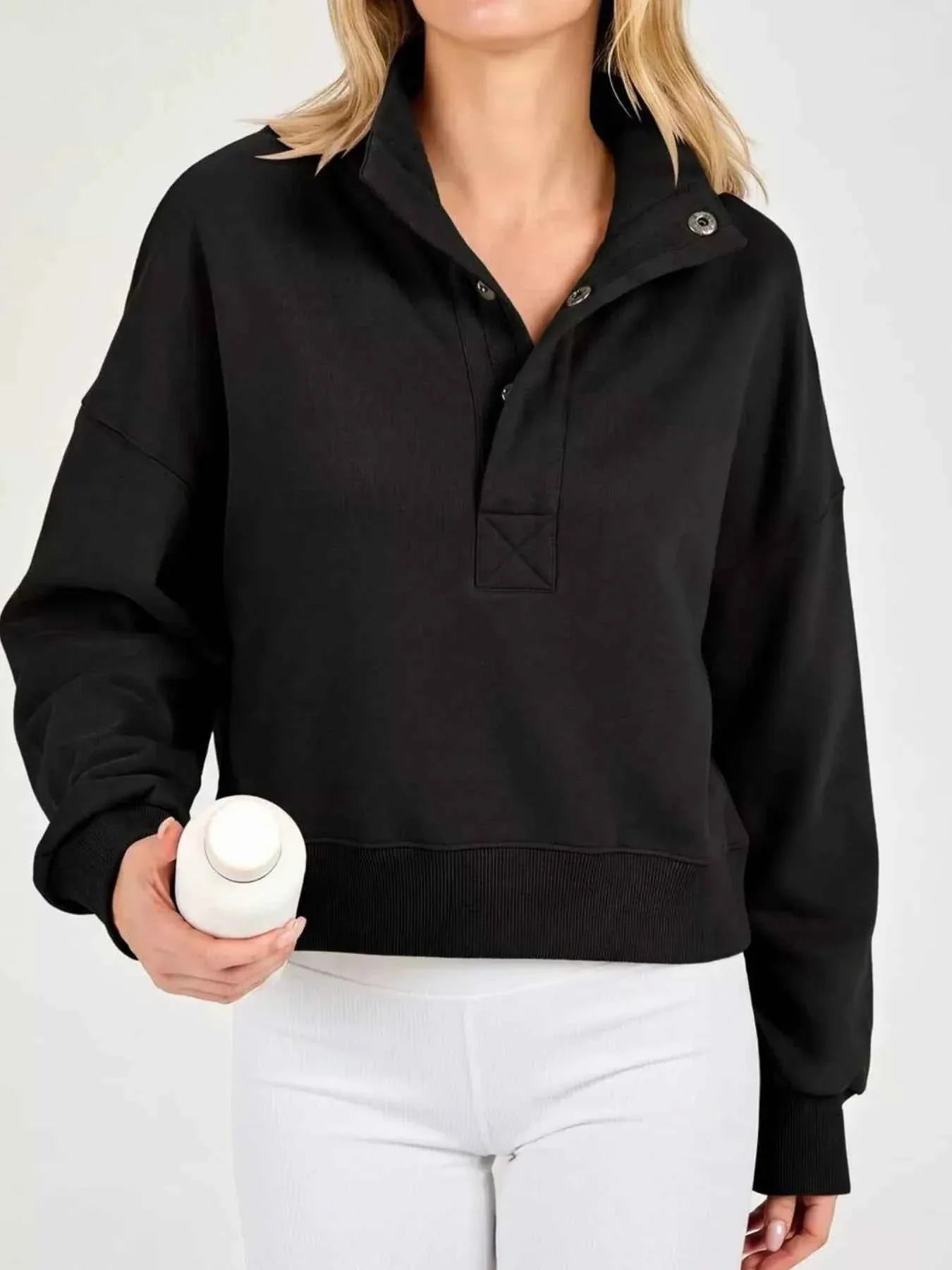 Half Snap Dropped Shoulder Sweatshirt