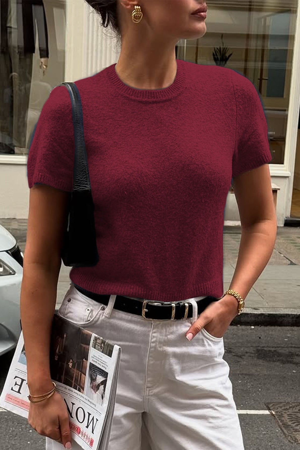 Casual Short Sleeve Pullover Sweater