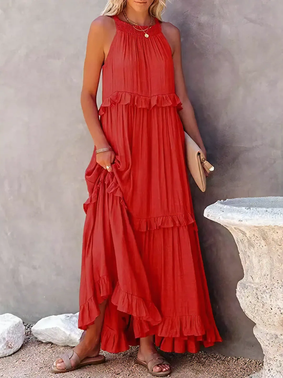 Megan | Chic Ruffle Maxi Dress