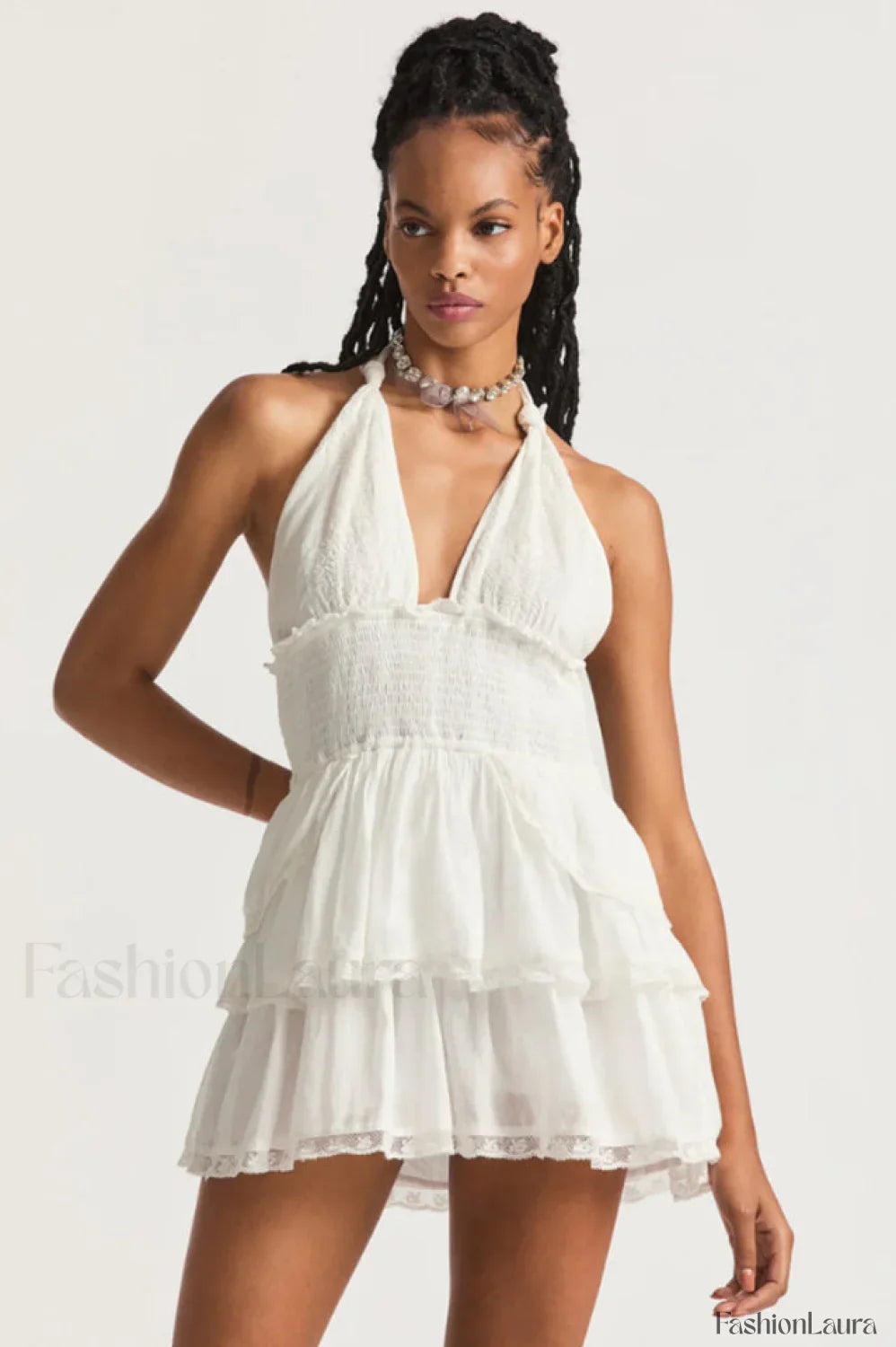 Deanna Floral Stylish Halter Dress