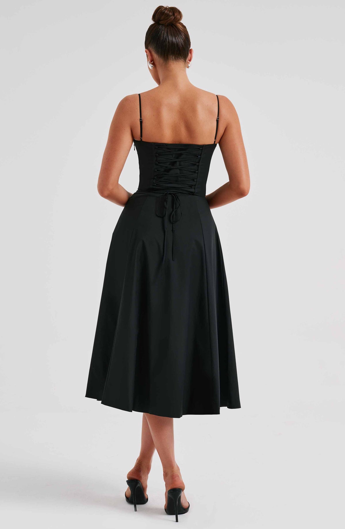 Corset Bodice Sweetheart Cami Strap High Split Midi Dress 11