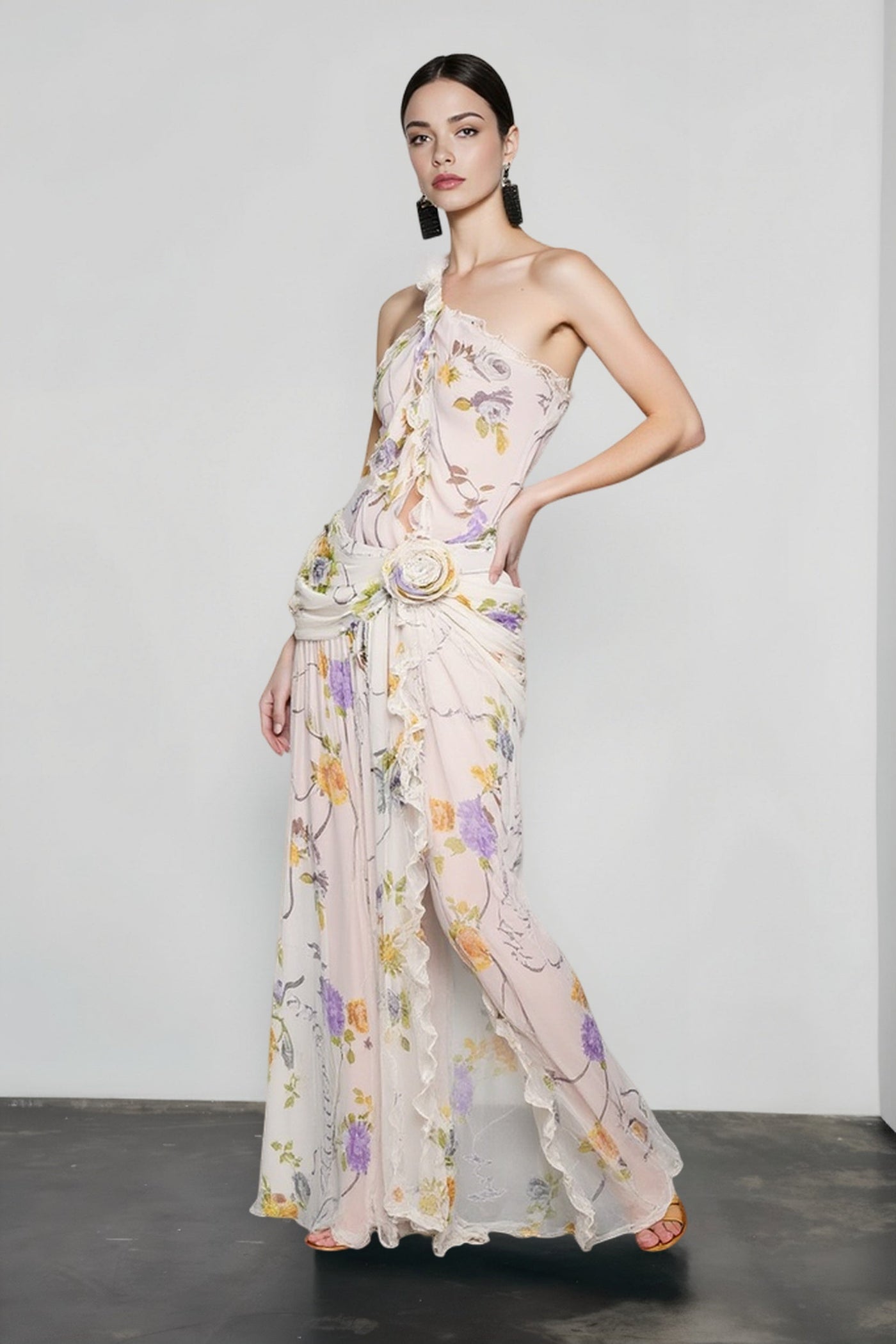 Halter Open Back Floral Sunset Vacation Dress