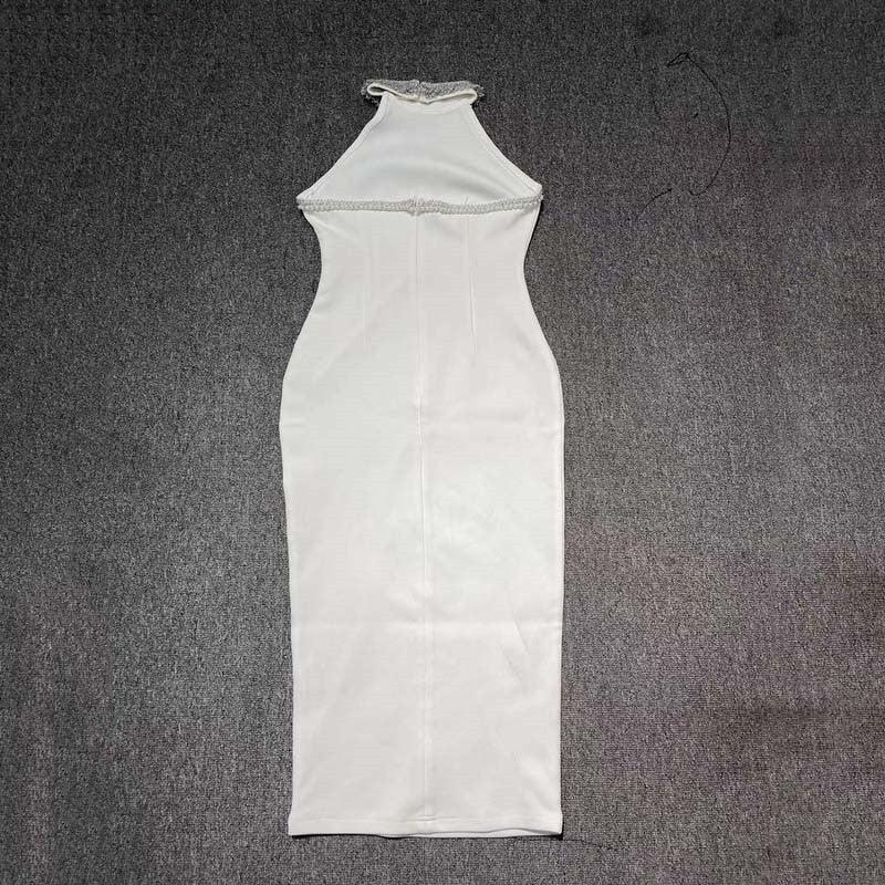 Deborah Embellished Glitter Halter Neck Midi Dress