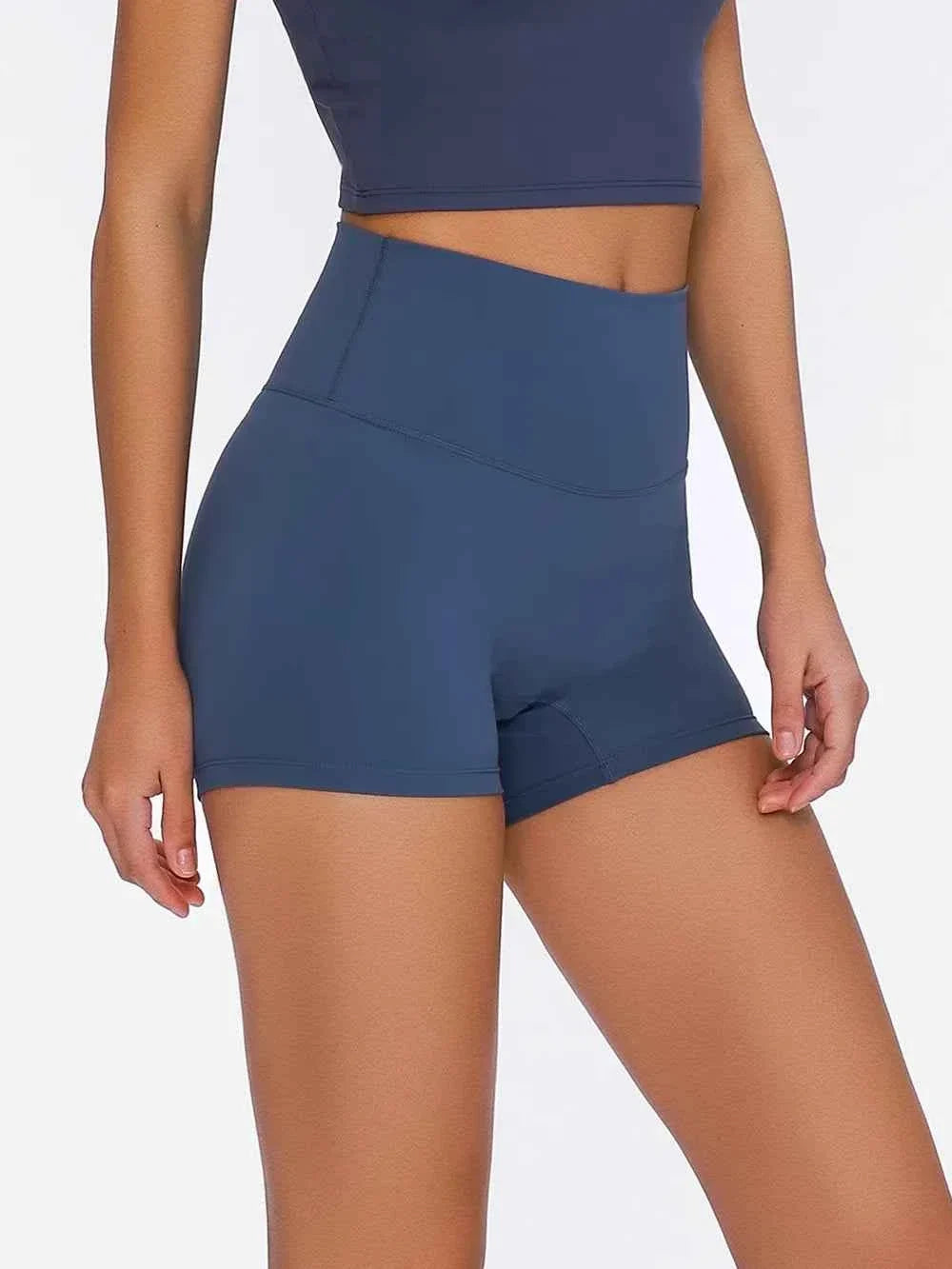 Wide Waistband High Waist Fitted Stretch Active Shorts 16