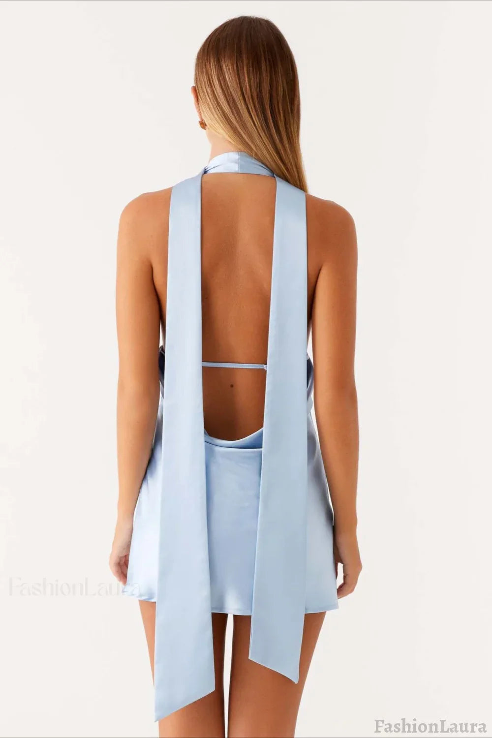 Deep V Backless Ribbon Cocktail Dress