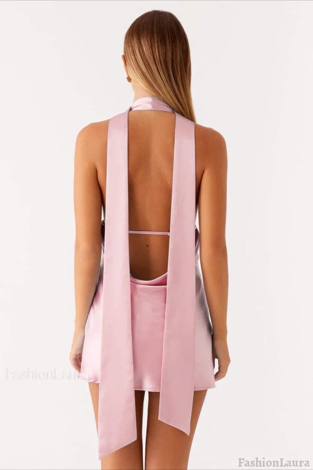 Deep V Backless Ribbon Cocktail Dress