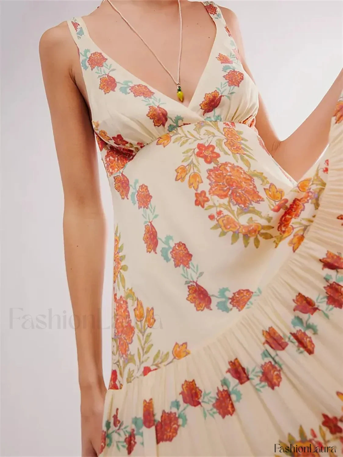 Deep V Floral Loose Casual Maxi Dress