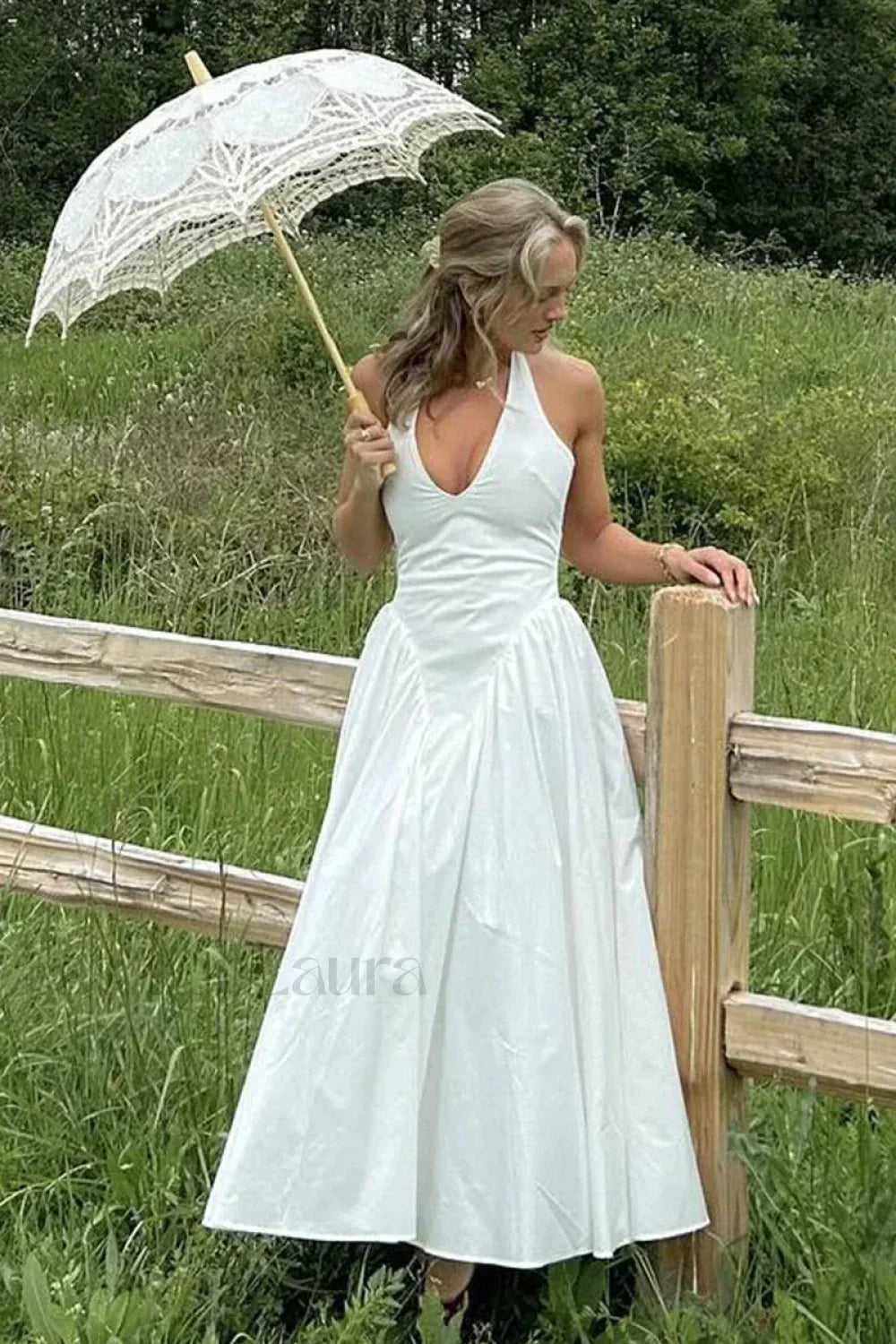 Deep V Neck Backless Pure Desire White Slim Fit Maxi Dress White / XS