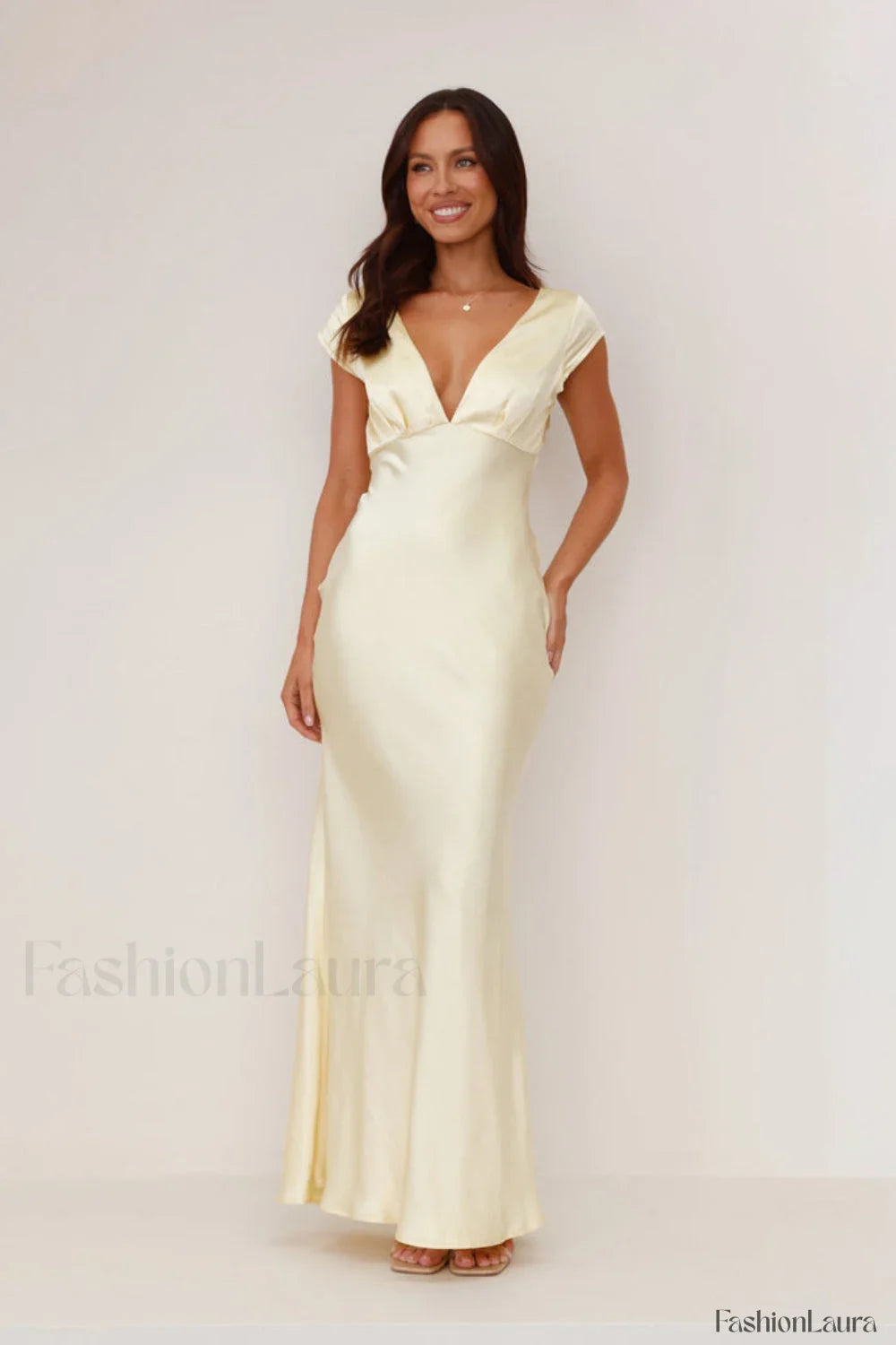 Deep V Neck Bodycon Backless Midi Work Dress