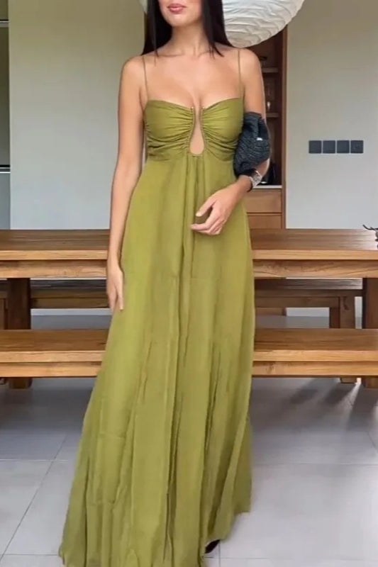 Hollow Out Spaghetti Maxi Dress