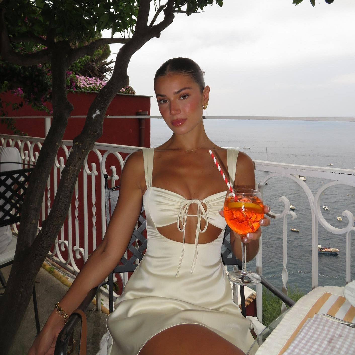 Sunlit Afternoon Satin Mini Dress - View 4