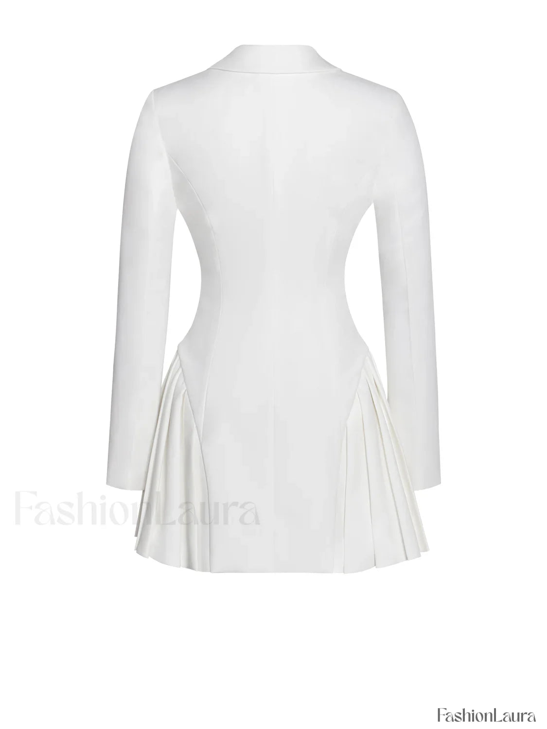 Delia White Blazer Charming Dress with Pleated Detail