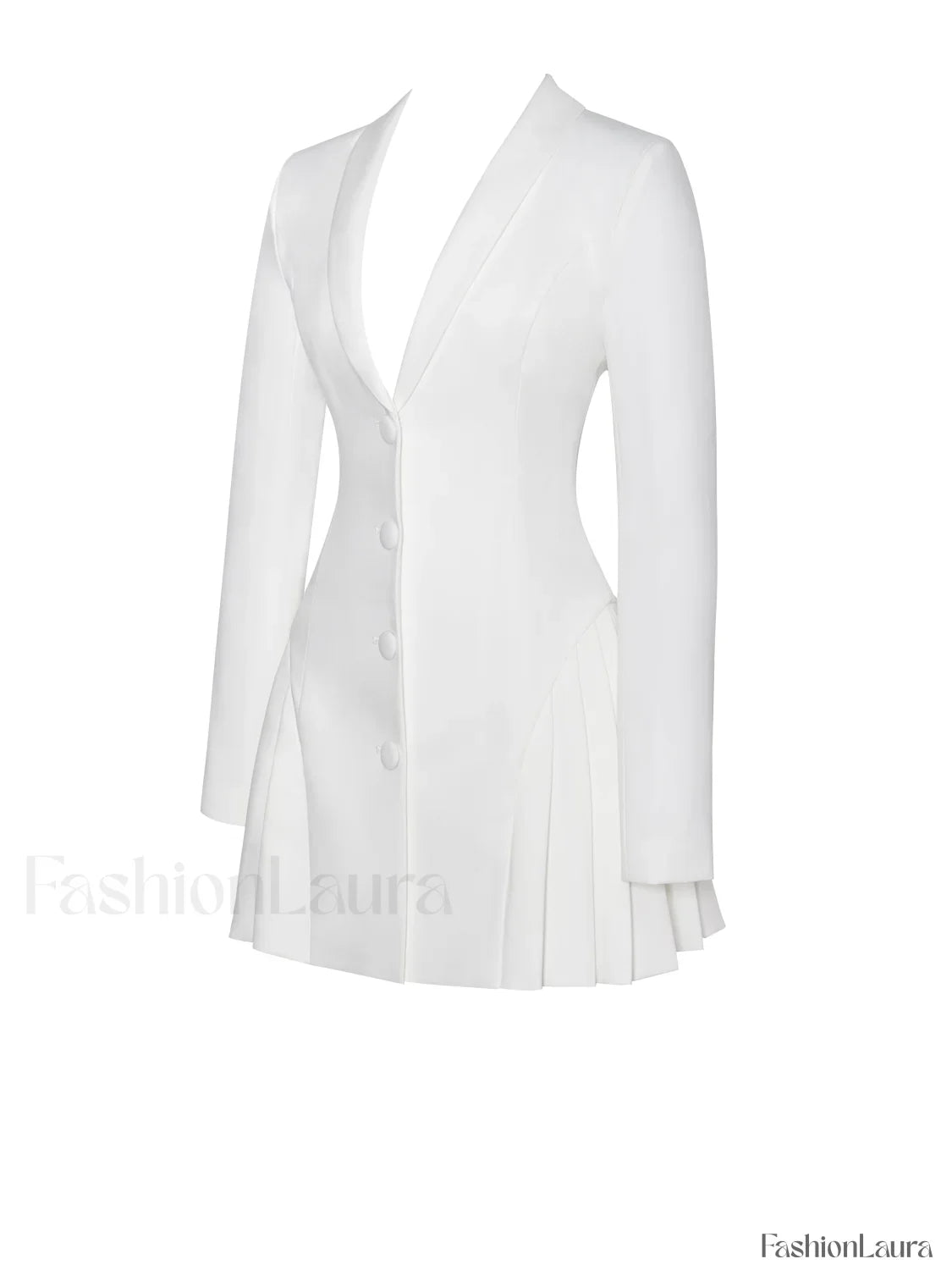 Delia White Blazer Charming Dress with Pleated Detail