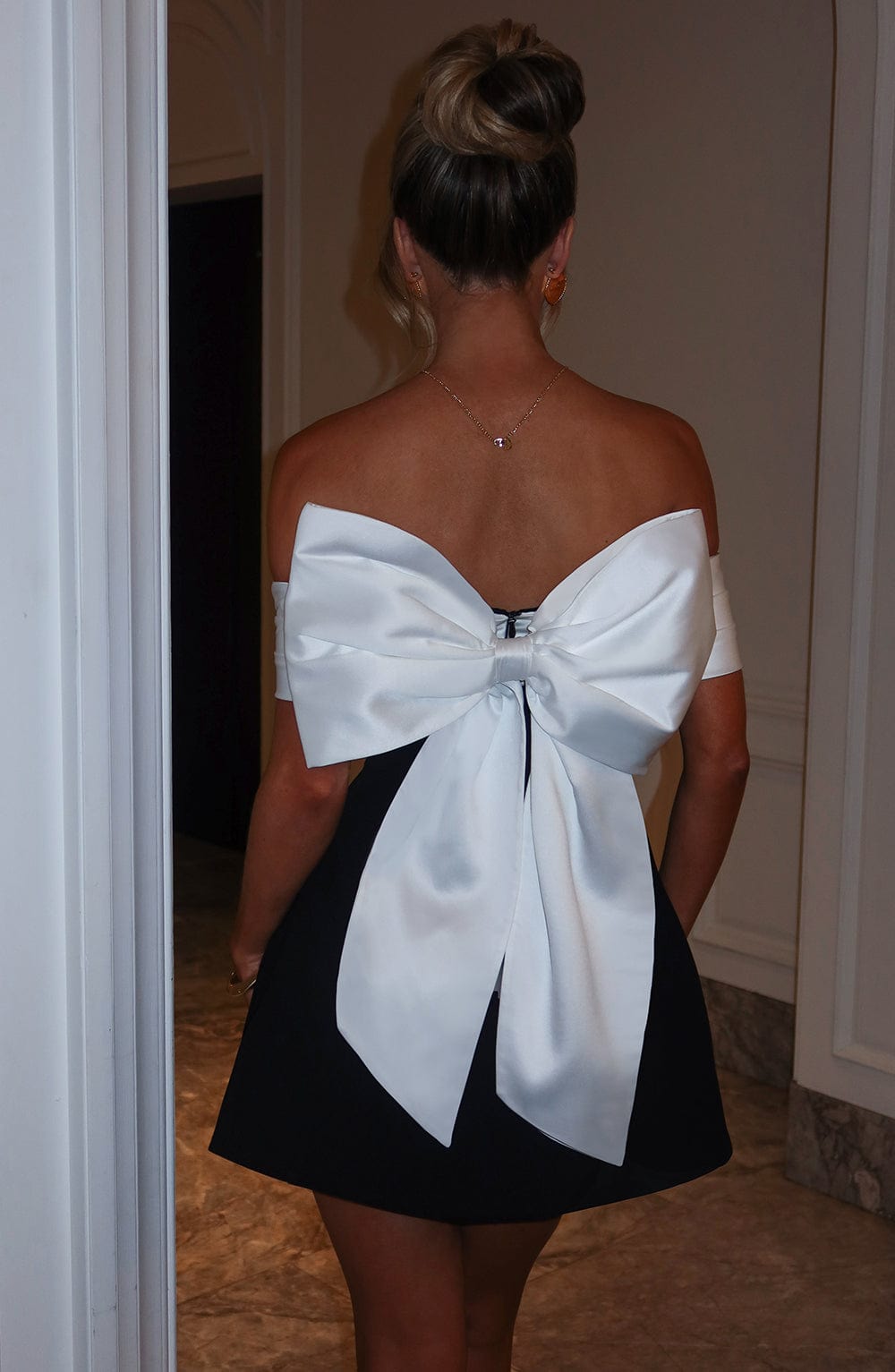 Off Shoulder Colorblock Fit and Flare Pocket Mini Dress
