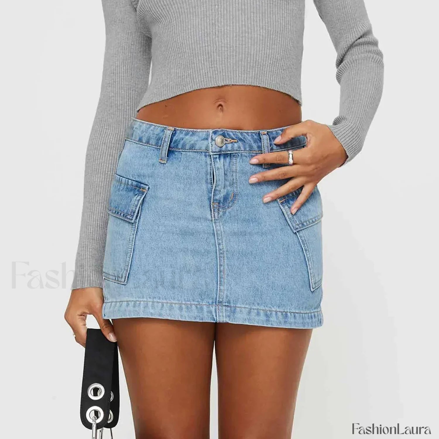 Denim Cargo Pocket Vintage Skirt