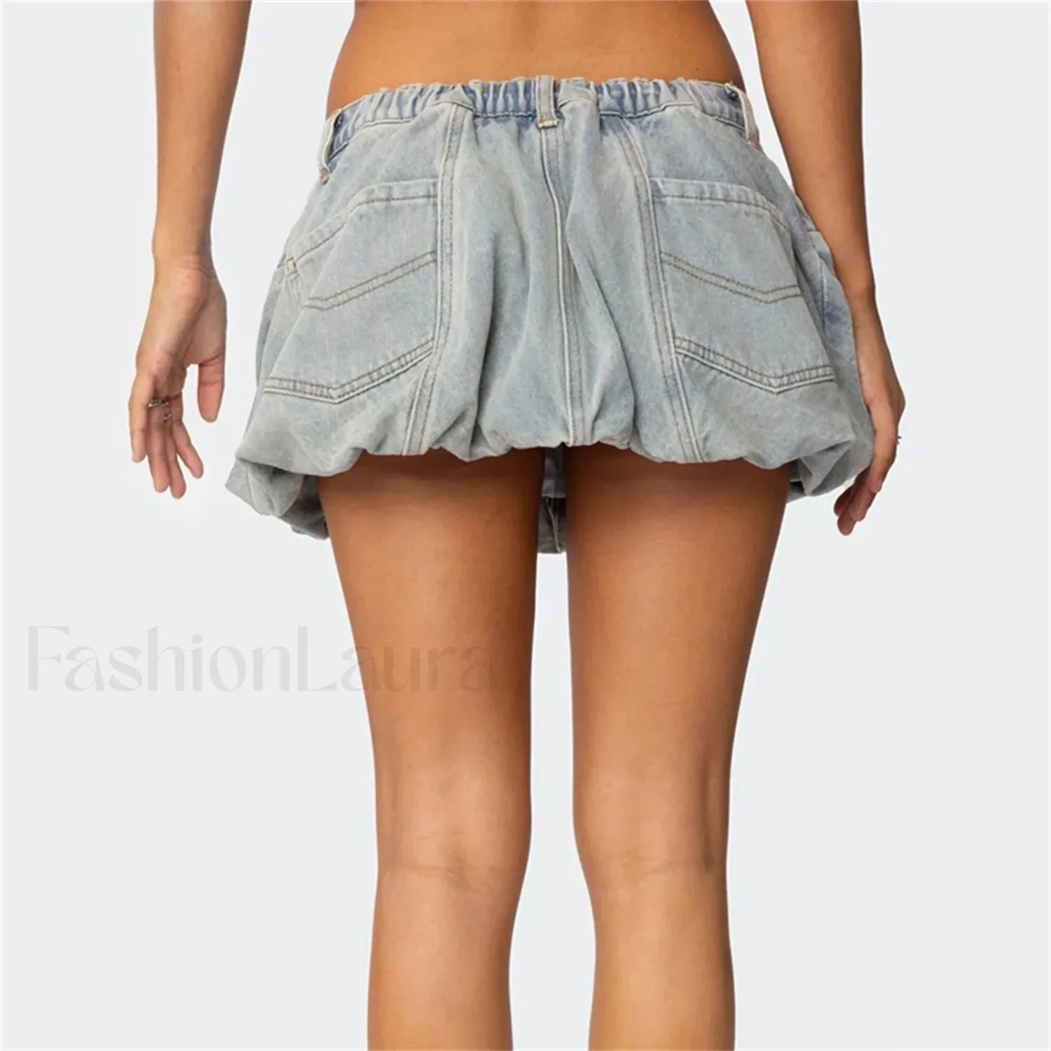 Denim Low Waist Cargo Pocket Skirt
