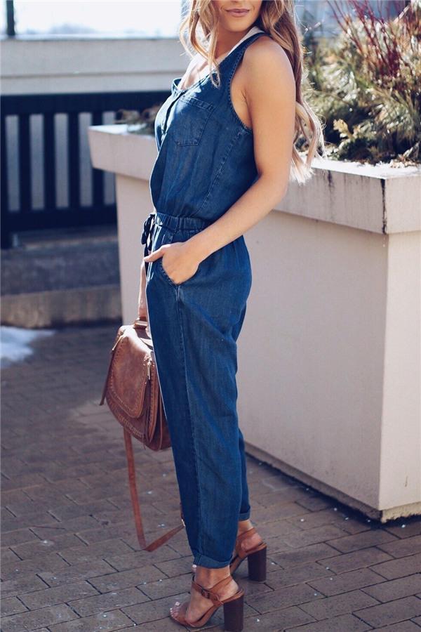 Denim Sleeveless Jumpsuit