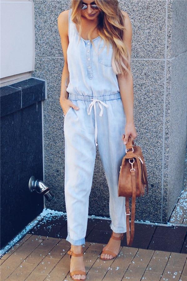 Denim Sleeveless Jumpsuit