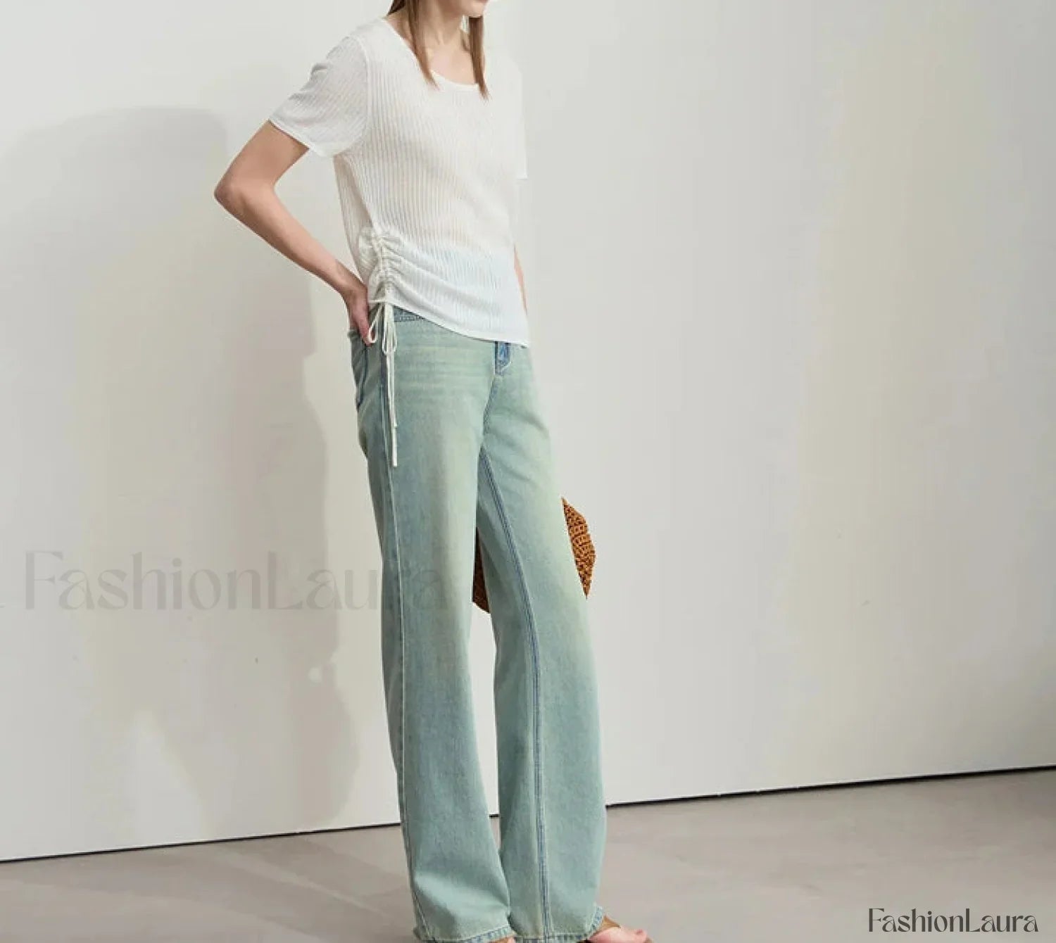 Denim Wide Leg Pants T-Shirt