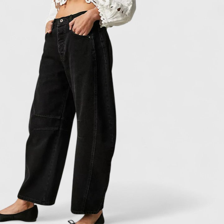 High Waist Faded Barrel Leg Jeans