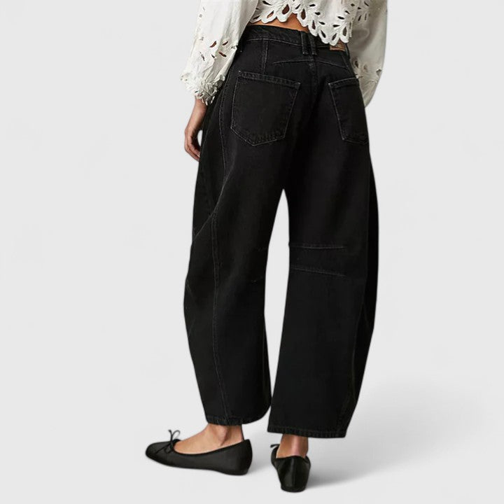 High Waist Faded Barrel Leg Jeans