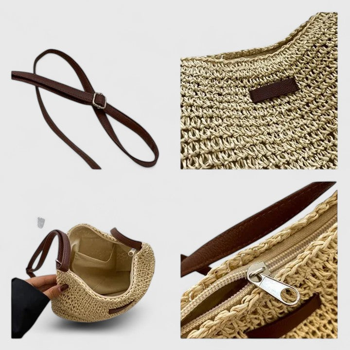 Woven Straw Slouch Shoulder Bag