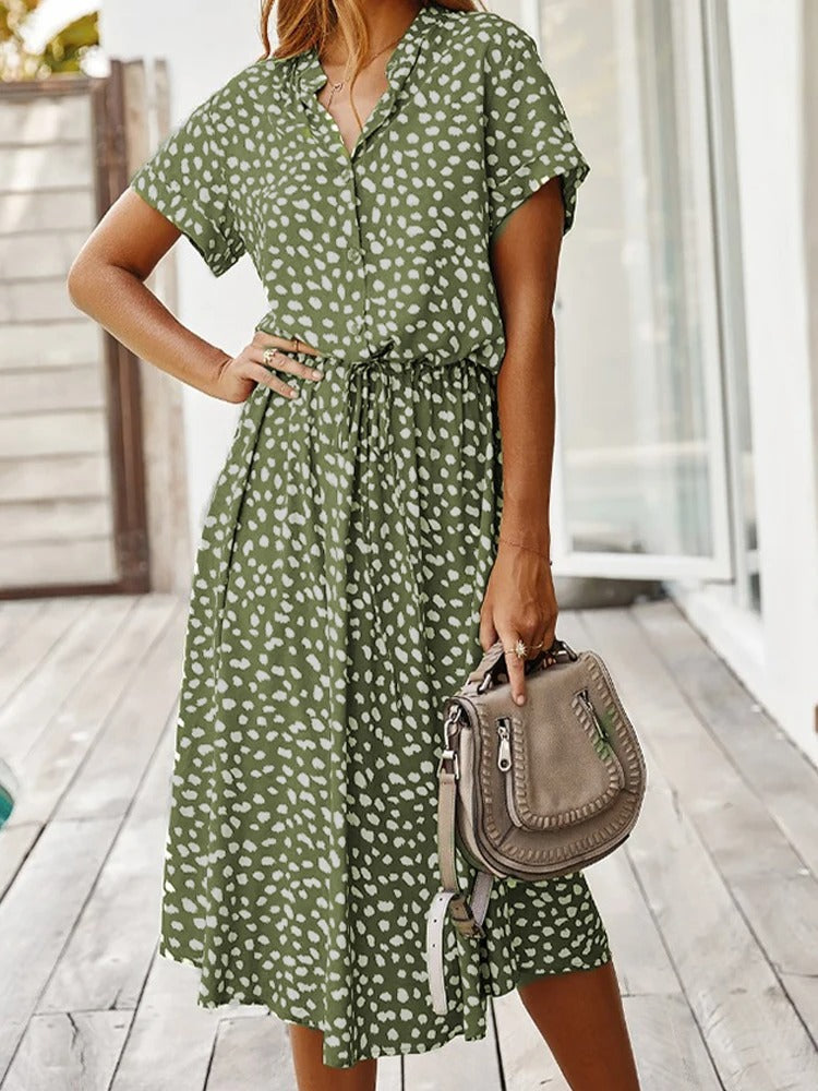 Premium Federica Midi Dress with Short Sleeves Statement Occasion Edit