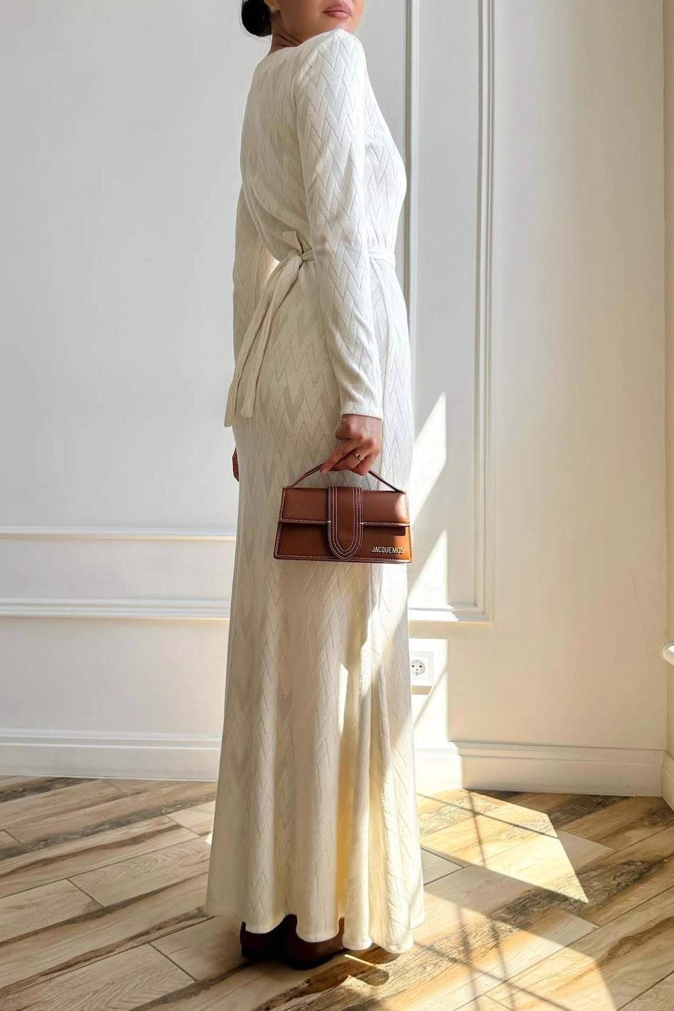 Round Neck Buttoned Sweater Dress