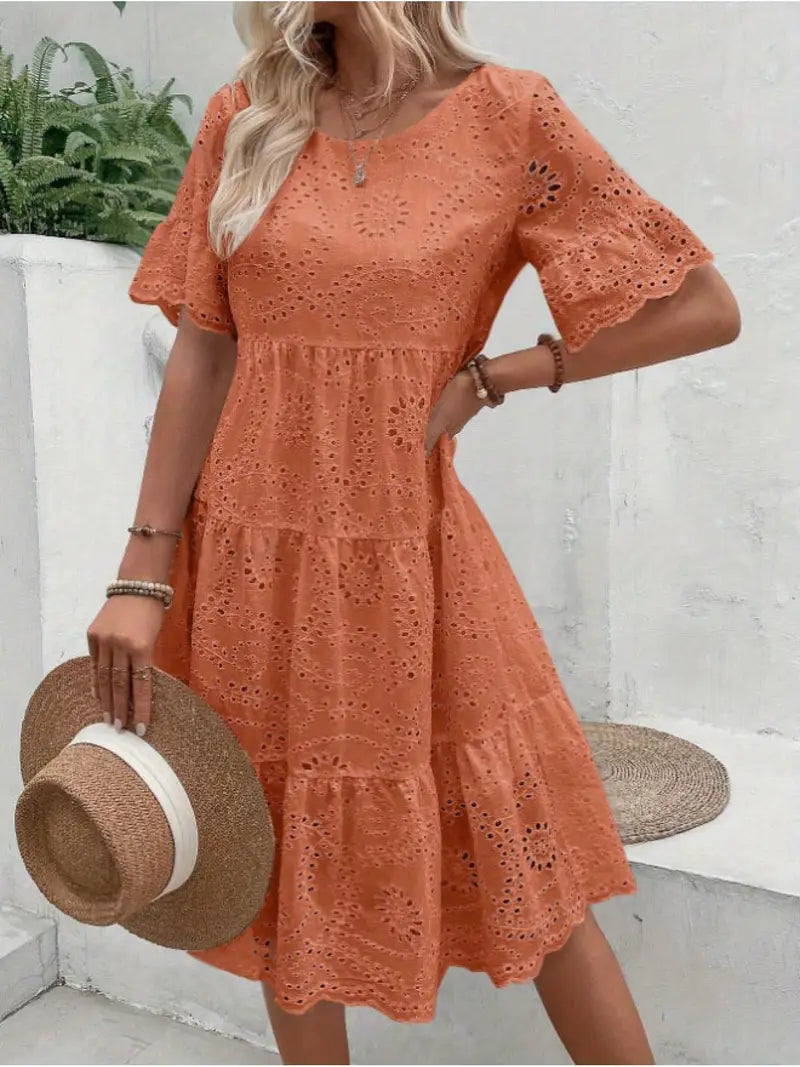 Victoria | Lace A-Line Mini Dress Orange