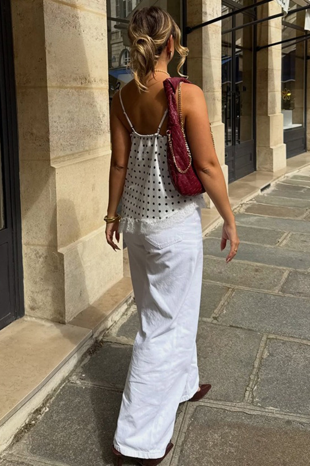 Lace Trim Dotted Cami Top