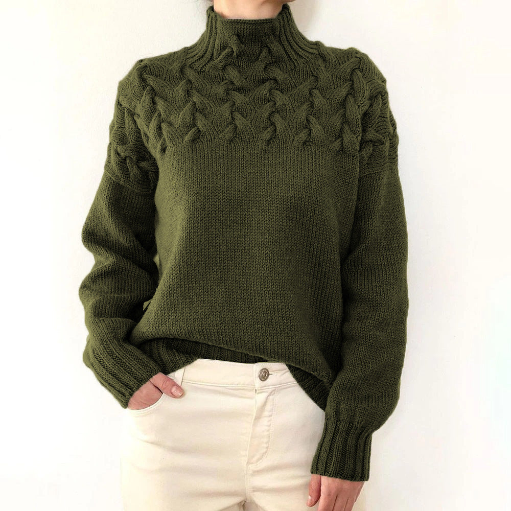 Turtleneck Cable Knit Long Sleeve Sweater