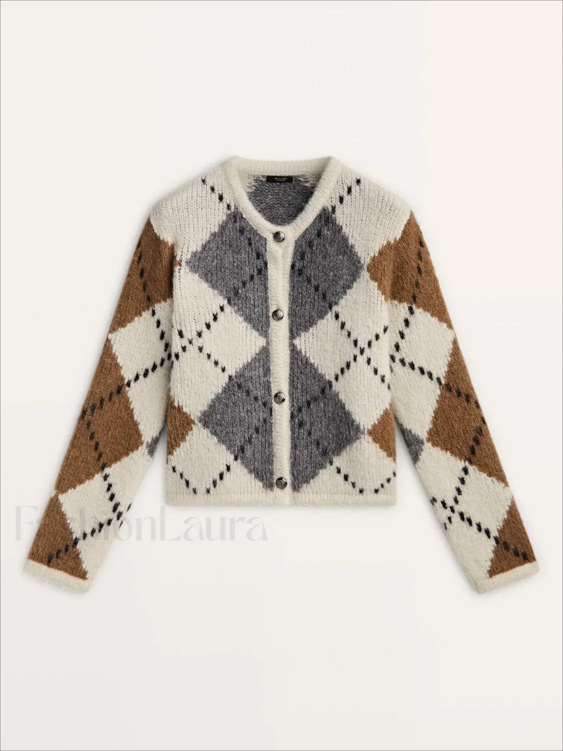 Diamond Knit College Cardigan White / S