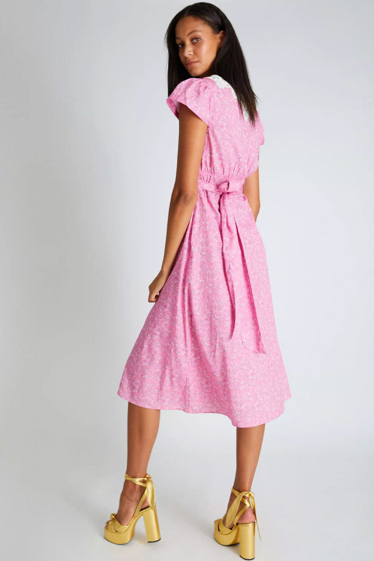 Lace V-Neck Lace Trim Maxi Dress - View 3