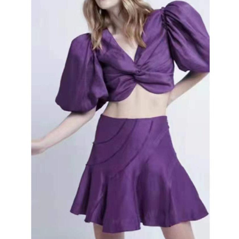 Dixie Puff Sleeve Crop Top & Ruffle Skirt Set