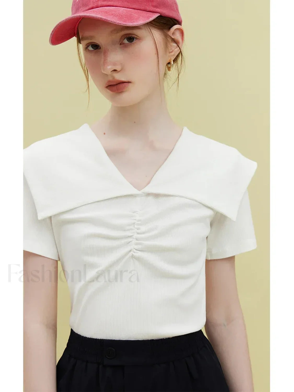 Doll Collar Slim Knitted Casual T-Shirt