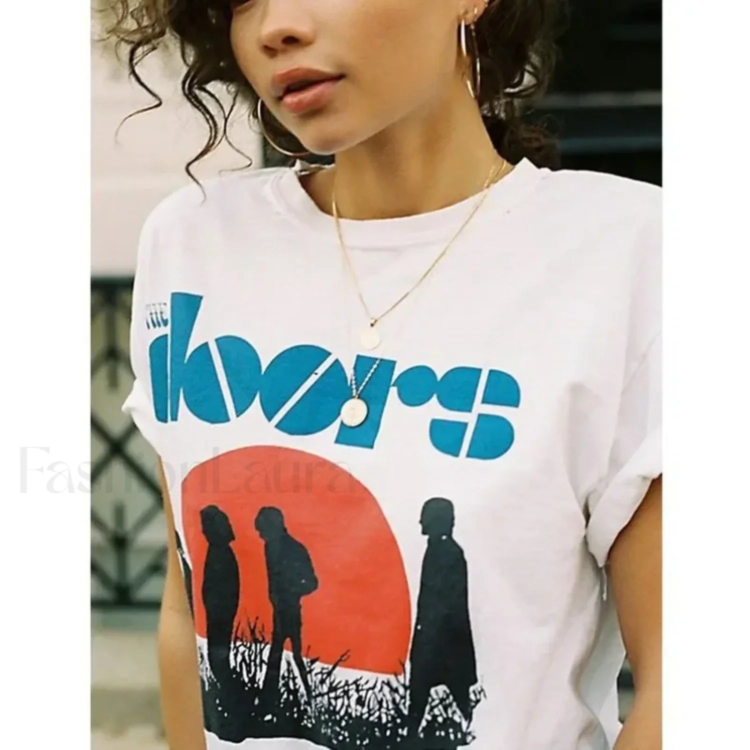 Doors Sun Print Kawaii Vintage Aesthetic T-Shirt
