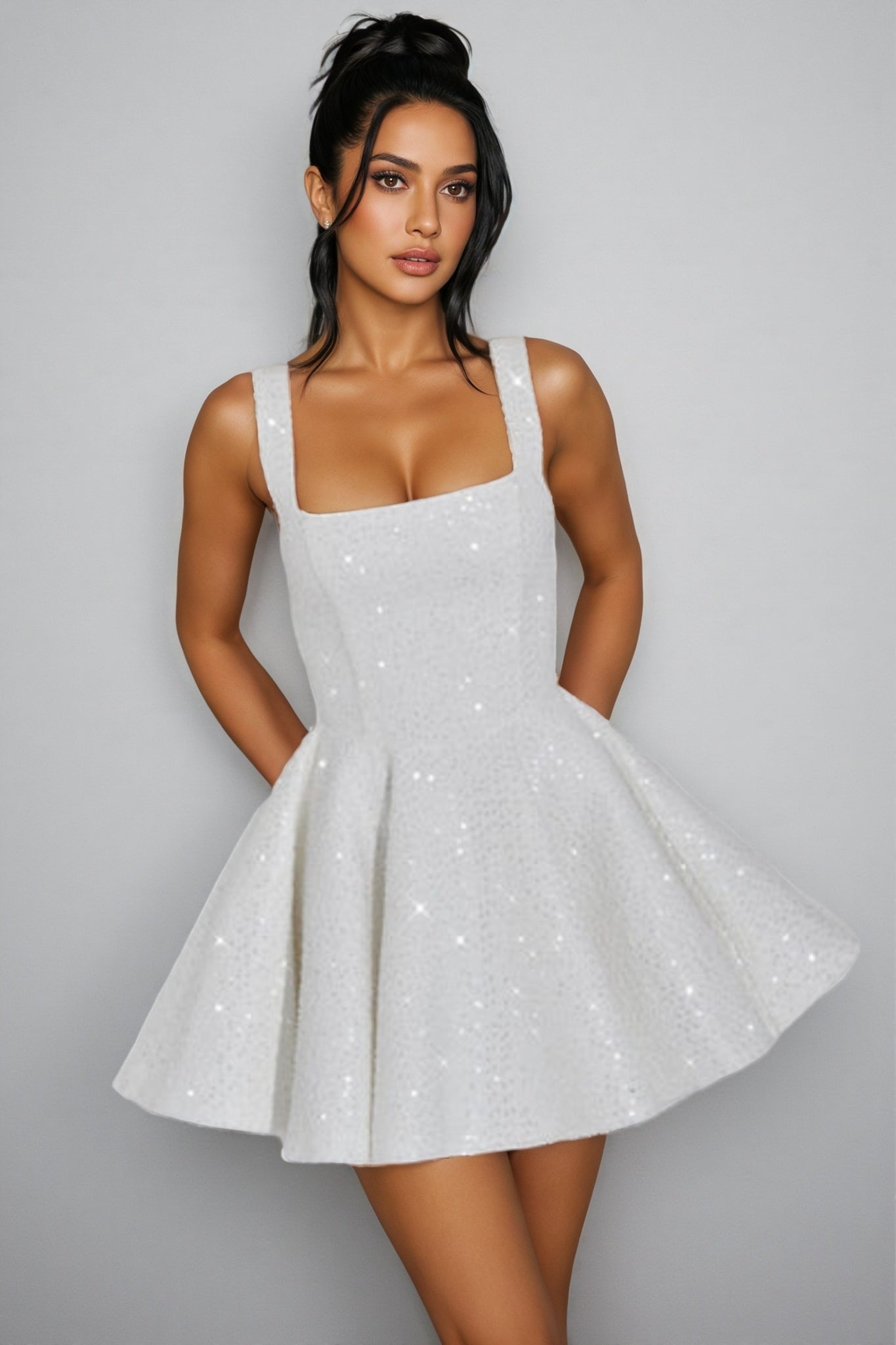 Sequin Bow Mini Dress
