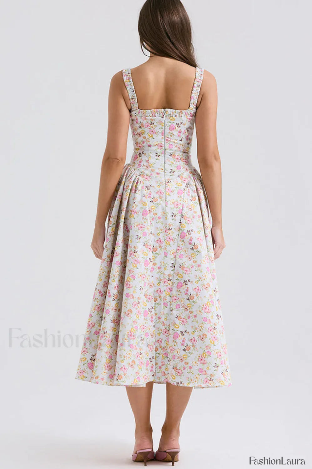 Dorothy White Stylish Rosebud Print Sundress