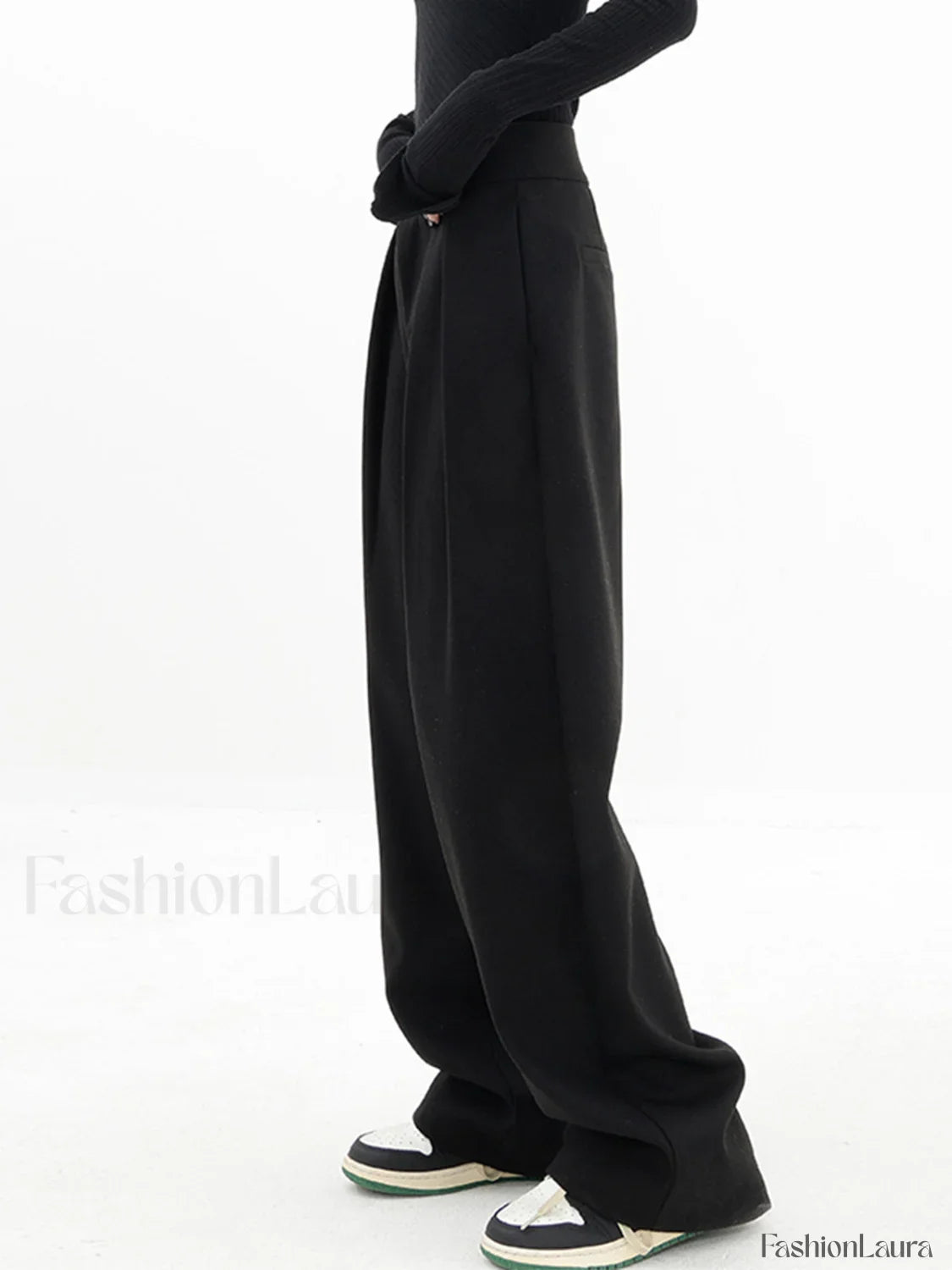 Double Buttons Wide Trendy Leg Dress Pants