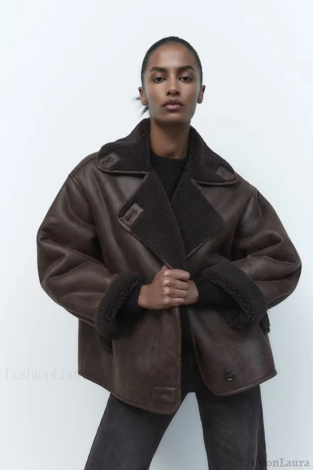 Double-Faced Shearling Jacket XS / Brown