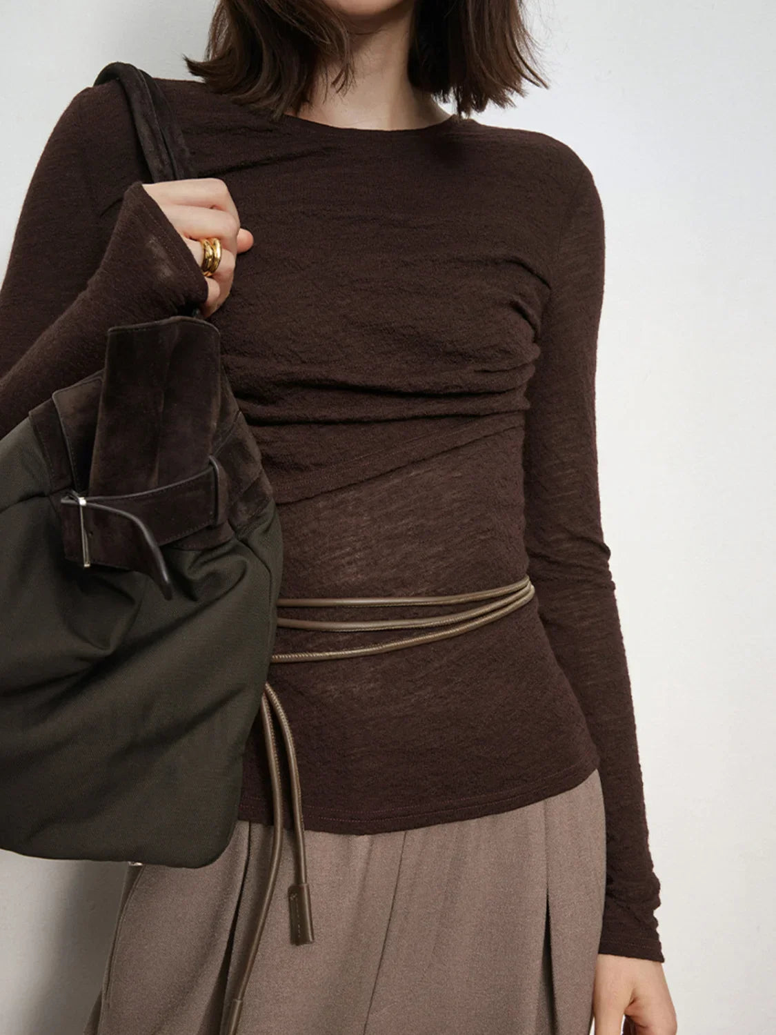 Double Layers Solid Trendy Long Sleeve Top