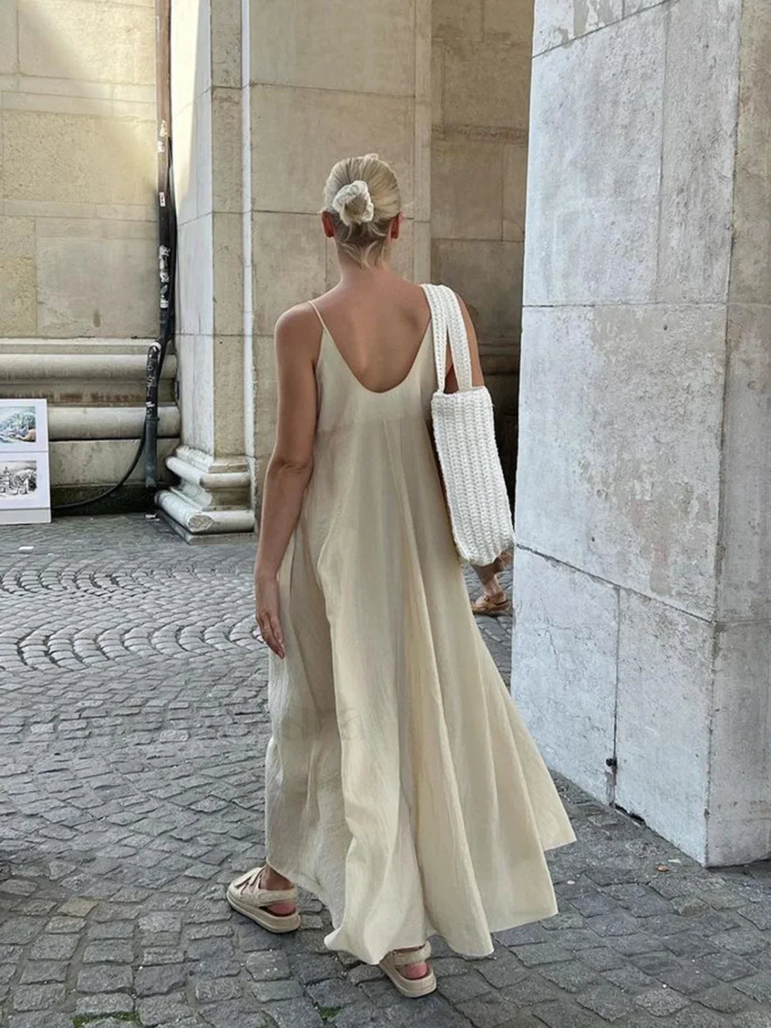 Double Layers V-neck Long Dress