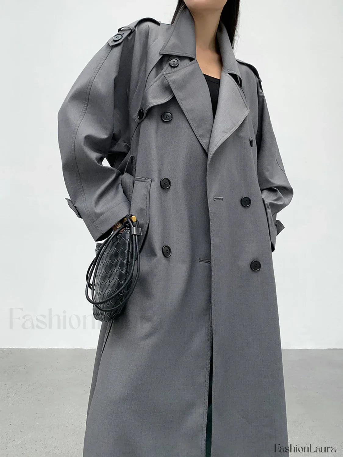 Double Pockets Graceful Longline Trench Coat