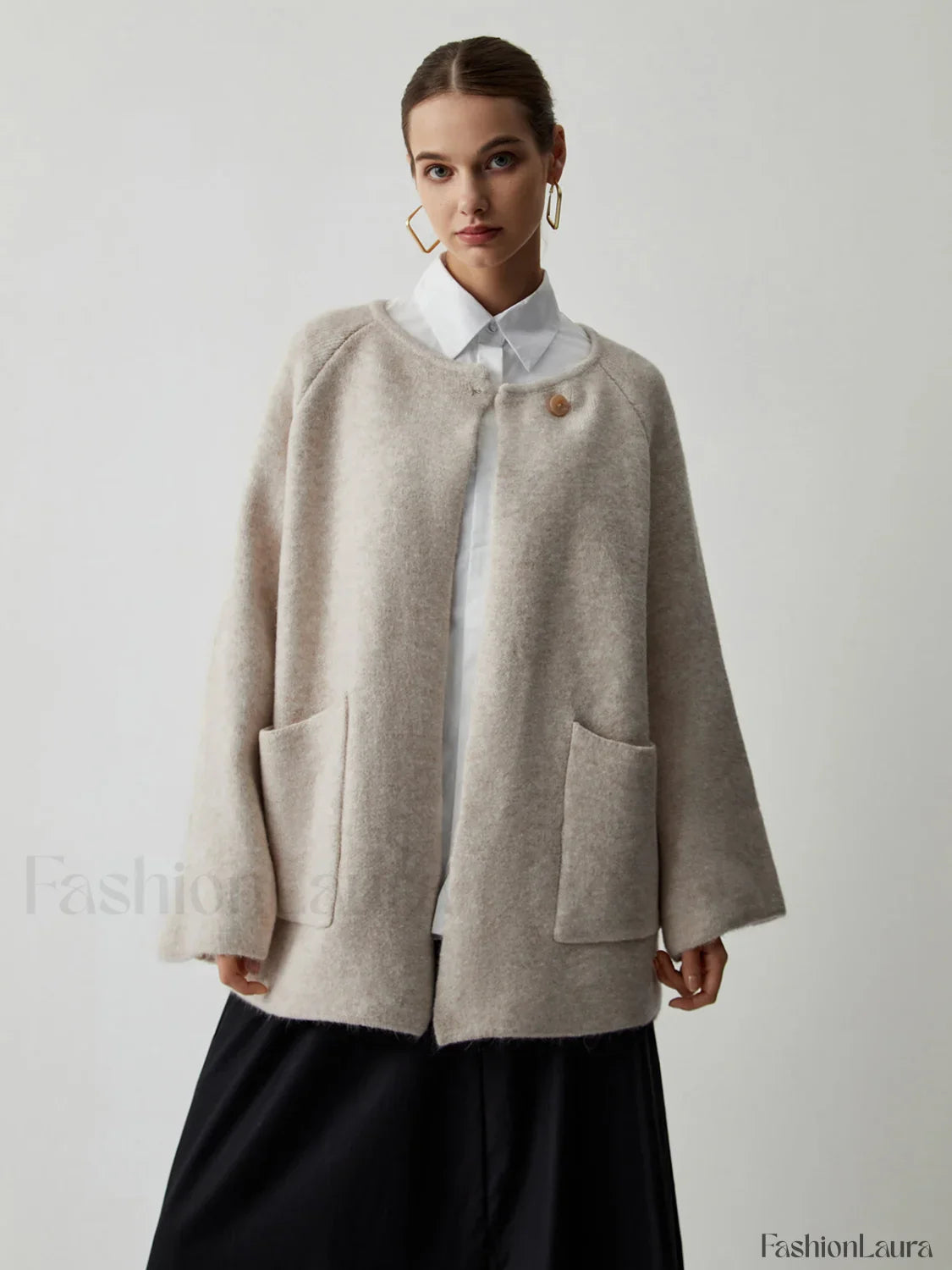 Double Pockets Kimono Trendy Jacket With Matching Scarf