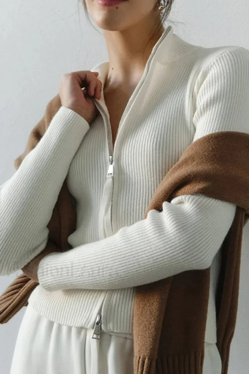 Double Zip Slim Knit Cardigan