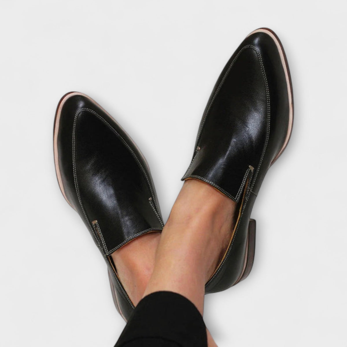 Almond Toe Contrast Stitch Slip On Flat Loafers